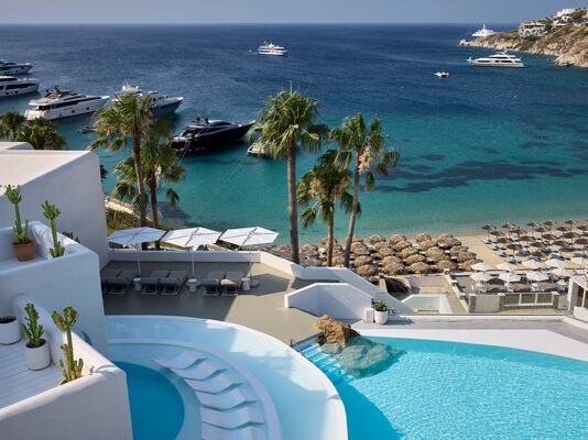 Holidays at Mykonos Blu Hotel in Psarrou Beach, Plati Gialos